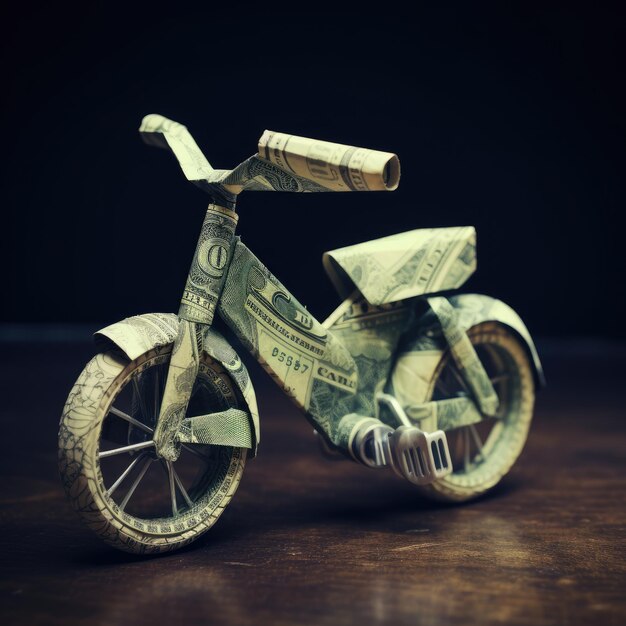 Dollar Origami Crafting una bicicletta con pieghe e consistenza dollar