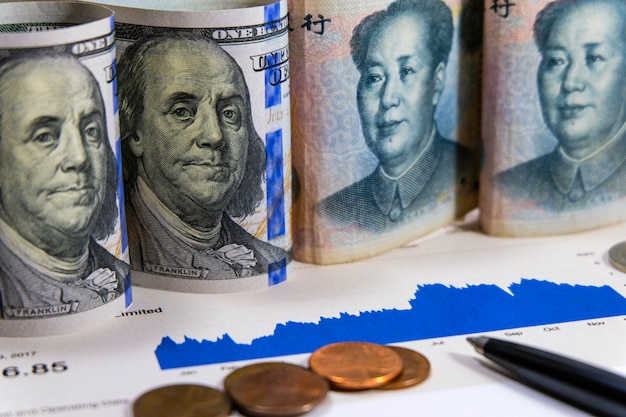 Dollaro USA e Yuan Cina che sono i 2 maggiori paesi per crescita economica