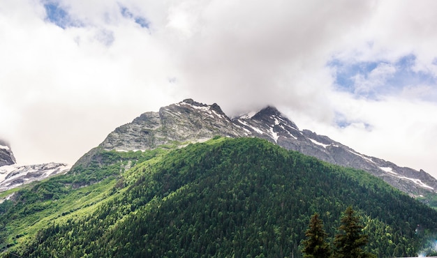 Dombay, Karachay-Cherkess Republic, Dombay mountain Chotcha in estate, splendido paesaggio montano