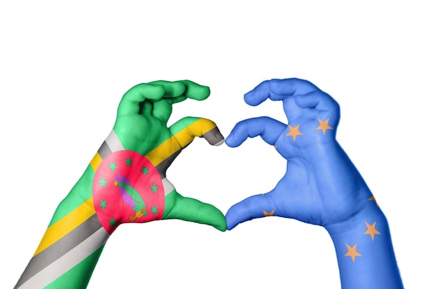 Dominica Unione europea Cuore Gesto della mano che fa il percorso di ritaglio del cuore