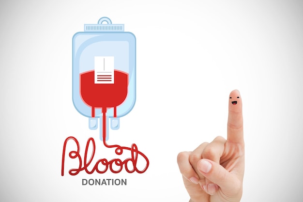 Donazione di sangue su sfondo bianco con vignetta