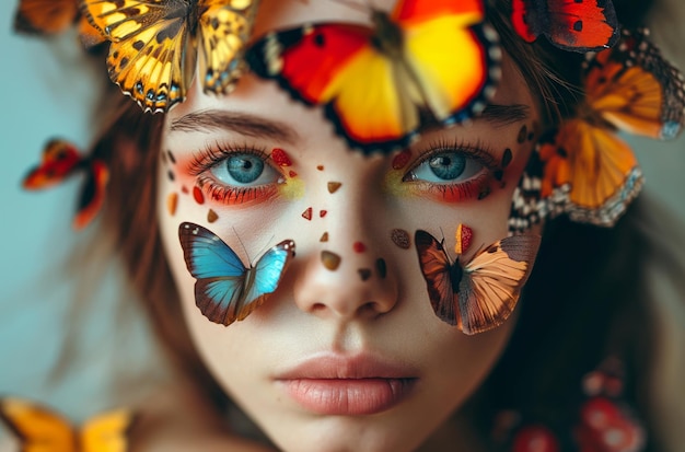 Donna adornata di farfalle