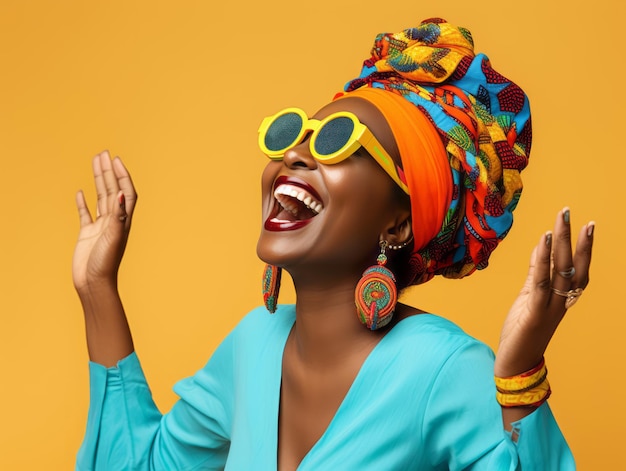 donna africana di 40 anni posa dinamica emotiva