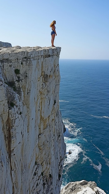 donna all'orlo del precipizio