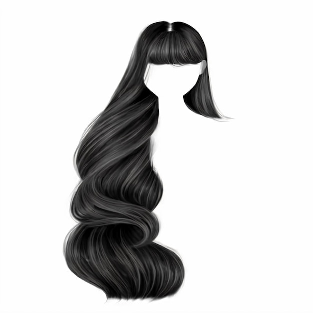 Donna alla moda capelli lunghi e ricci bruni parrucca colori neri bellezza moda realistica 3d