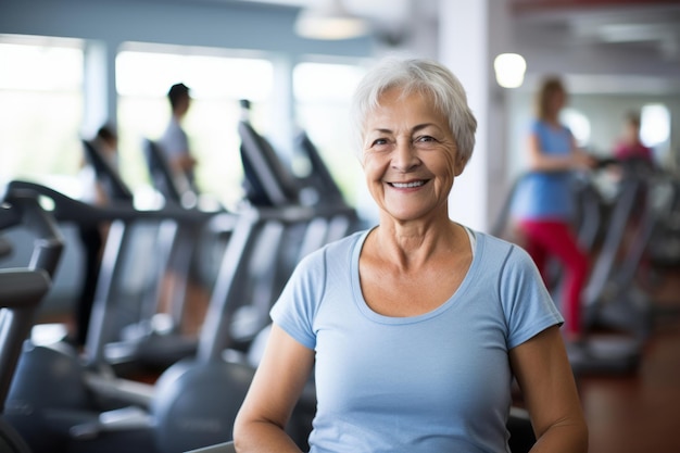 donna anziana matura in palestra