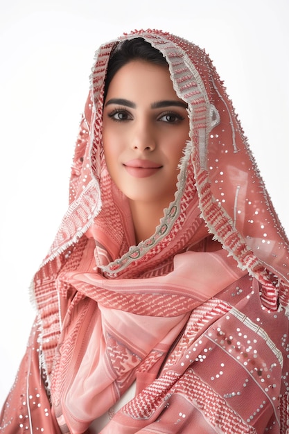 Donna araba con sfondo bianco
