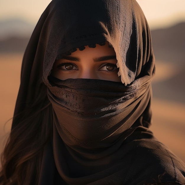 Donna araba nel deserto del niqab