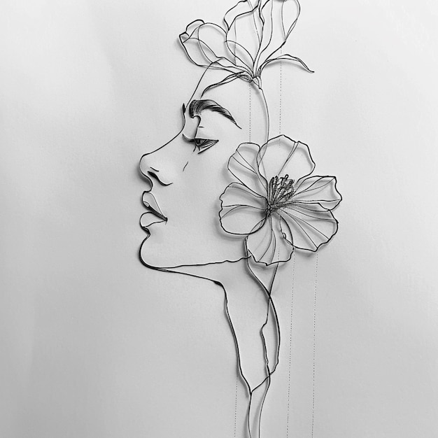 donna arafed con fiori sulla testa e un fiore nei suoi capelli generativo ai