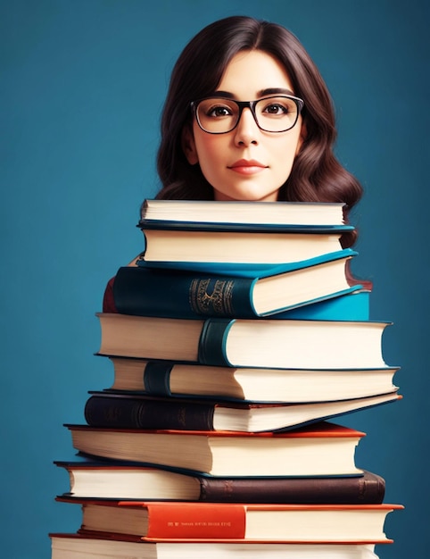 Donna Arafed con gli occhiali che tiene una pila di libri