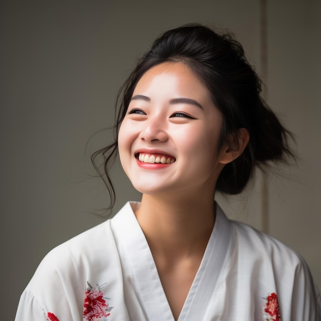 donna asiatica in kimono sorridente