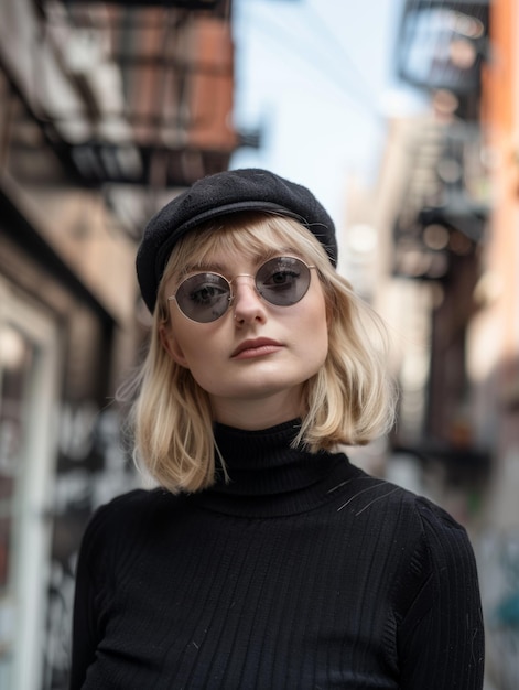 Donna bianca adulta con i capelli biondi e dritti Illustrazione vintage