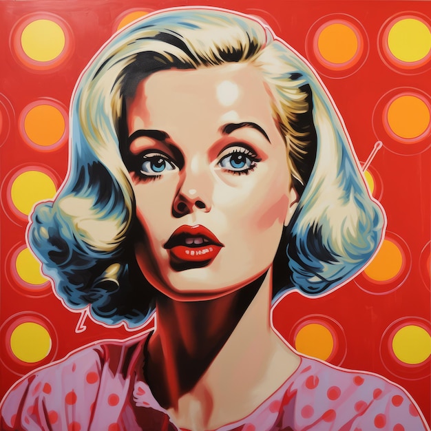 Donna bionda una pittura acrilica retrò pop art