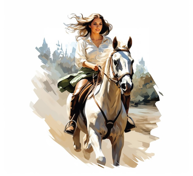 donna cavallo illustrazione su sfondo bianco