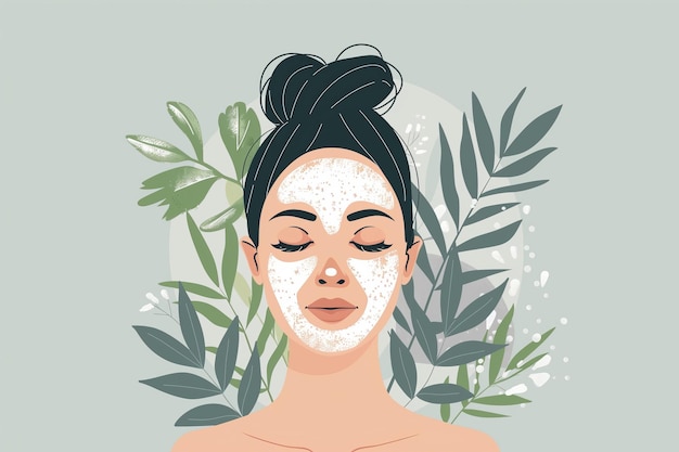 Donna che applica una maschera facciale in bagno