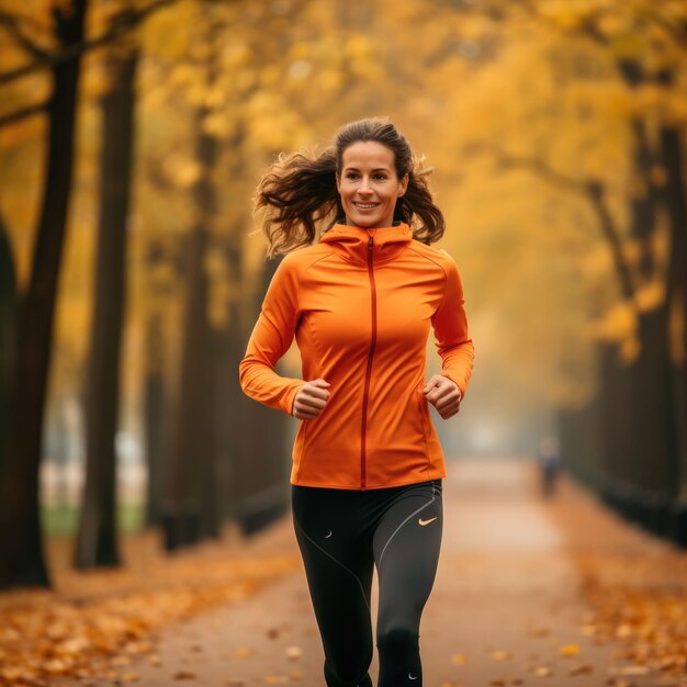 Donna che corre lungo il sentiero di caduta