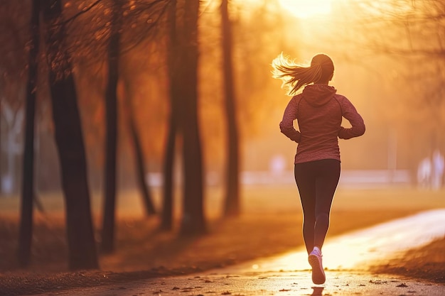 Donna che corre nel parco