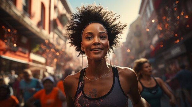 Donna che corre una maratona Generative Ai