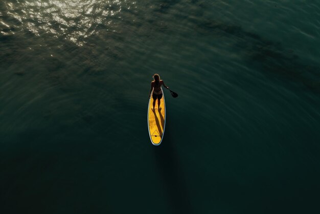 Donna che fa paddleboard nell'oceano