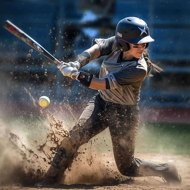 Donna che gioca a softball