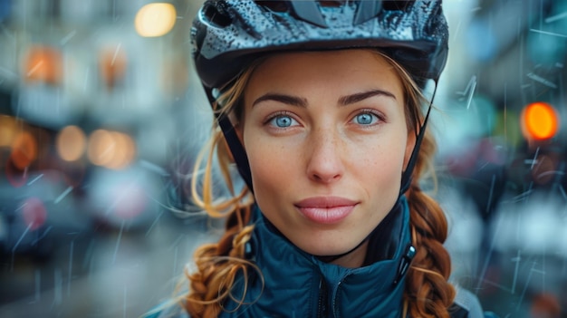 Donna che indossa casco e sciarpa