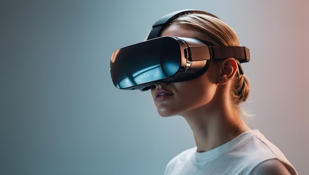 donna che indossa occhiali di realtà virtuale