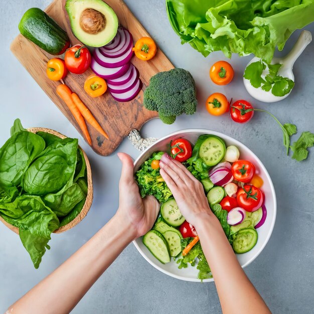 donna che lava a mano l'insalata di verdure e prepara il cibo sano in cucina