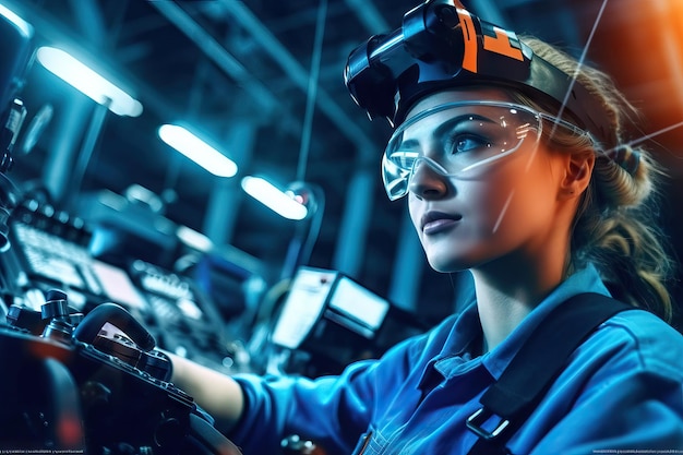 Donna che lavora su un'auto in un'officina di riparazioni auto Meccanico femminile che lavora su un'auto