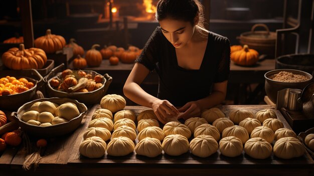 Donna che prepara i panini