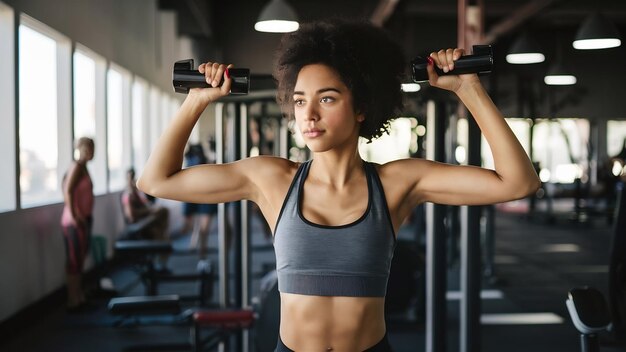 Donna che si esercita da sola in palestra