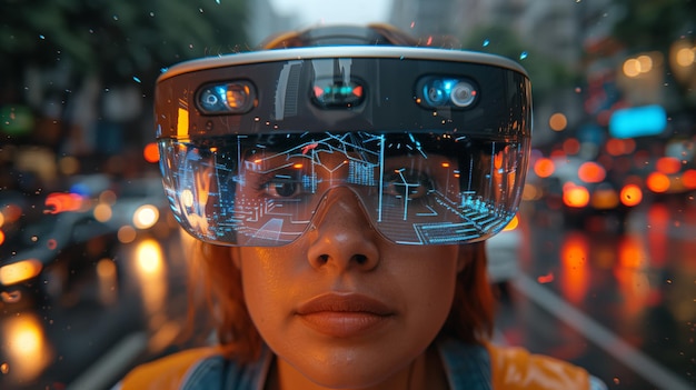 Donna che sperimenta la realtà virtuale con le cuffie
