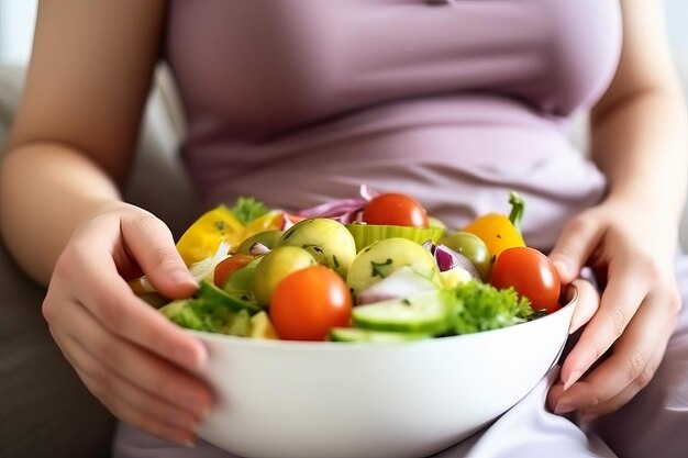 Donna ciotola di verdure crema vita verdure generare Ai