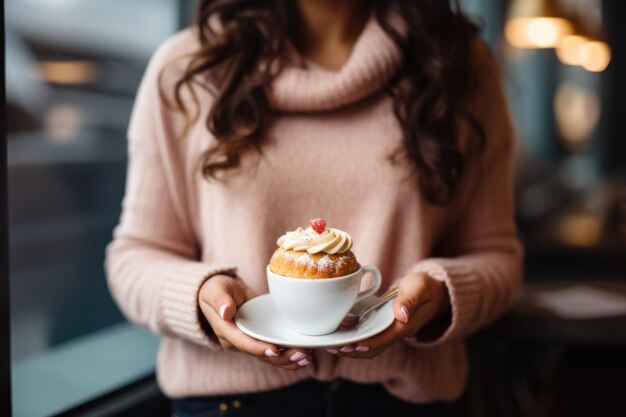 Donna con caffè e dolci