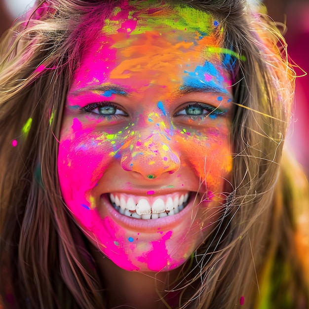 Donna con i colori in occasione di Holi concetto per il festival indiano Holi color splash