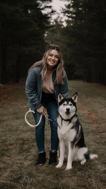 Donna con il husky