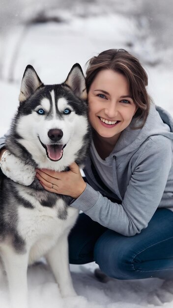 Donna con il husky