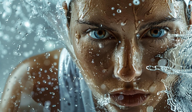 Donna con l'acqua sulla faccia