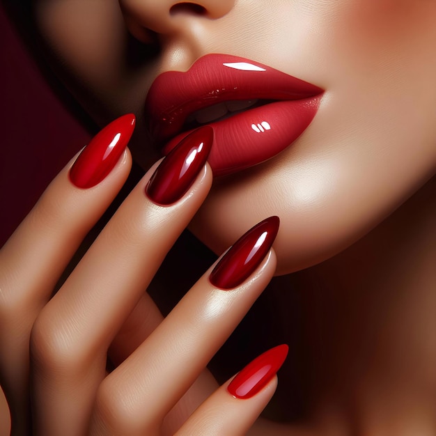 donna con labbra e unghie rosse