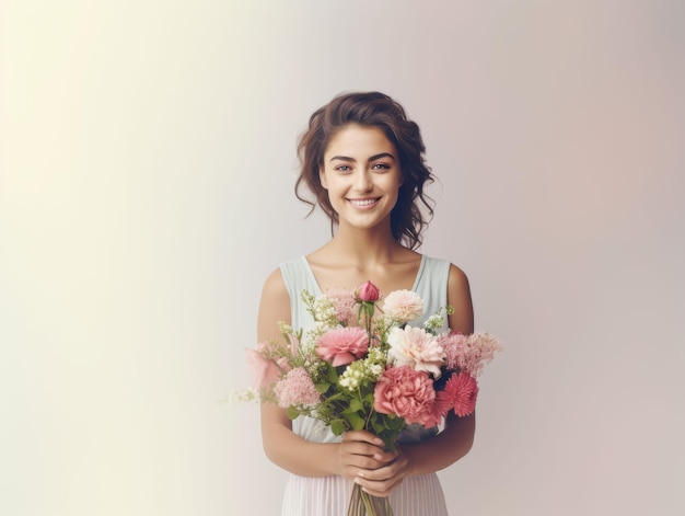 Donna con un bouquet di fiori