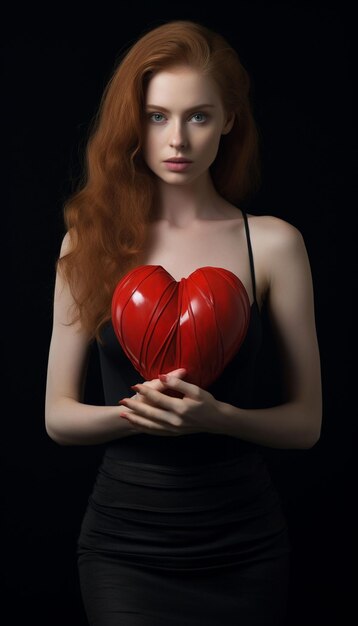 donna con un cuore rosso