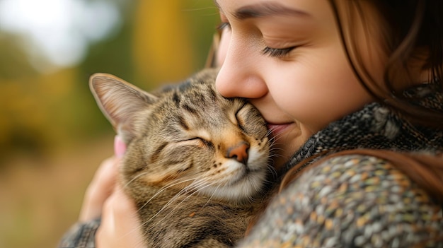 Donna con un gatto tra le braccia