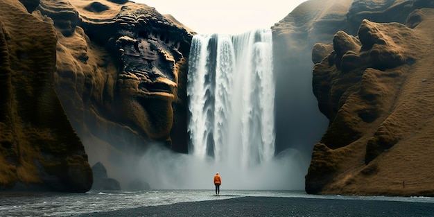 Donna con vista sulla cascata