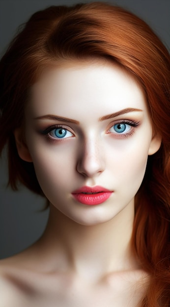 Donna dai capelli rossi con gli occhi blu generata dall'AI