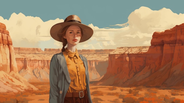 Donna del deserto Un dipinto digitale ispirato a Van Gogh