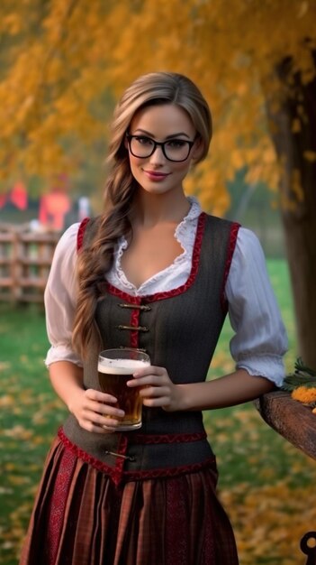 donna dell'Oktoberfest illustrazione ragazza bavarese donna bavarese