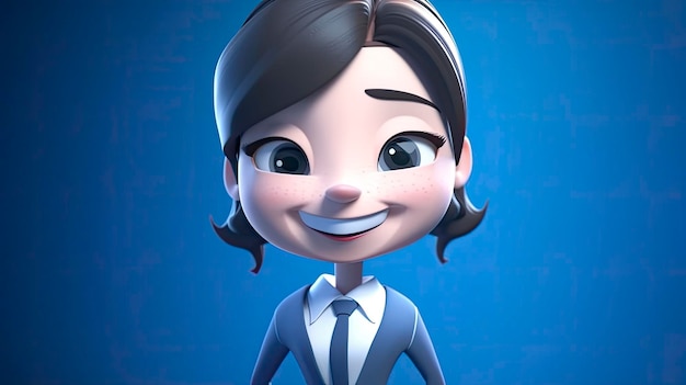 Donna di affari del personaggio dei cartoni animati 3D dinamico ed energico AI generato