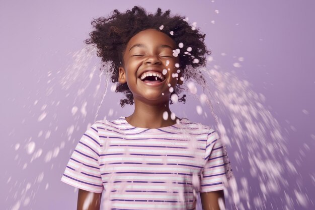 Donna di colore sorridente con gelato