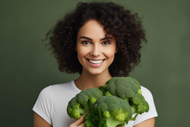 Donna divertirsi tenendo senza glutine verdura organica nutrizione sana IA generativa