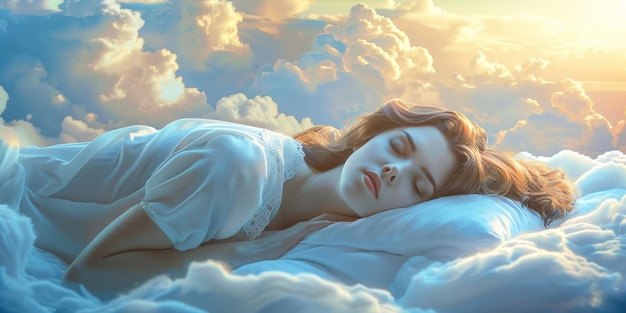 donna dorme nelle nuvole AI generativa