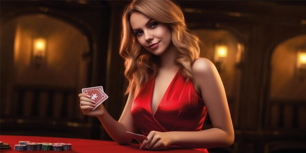 donna elegante con illustrazione di giochi di casinò